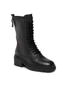 Lasocki Kozaki WI16-16444-01 Czarny. Czarne kozaki Lasocki, bez wzorów, ze skóry, bez obcasa, na płaskiej podeszwie, bez zapięcia. Za 329,99 zł.