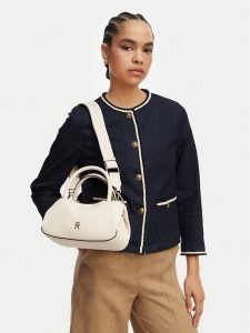 Tommy Hilfiger Torebka Th Logotape Mini Satchel AW0AW18743 Biały. Białe torebki klasyczne TOMMY HILFIGER, bez wzorów, ze skóry, bez dodatków. Za 489,99 zł.