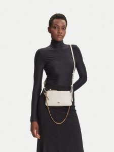 PINKO Torebka Double Mini Al 25-26 PLTT 105359 A0QO Biały. Białe torebki klasyczne Pinko, bez wzorów, ze skóry, bez dodatków. Za 686,99 zł.