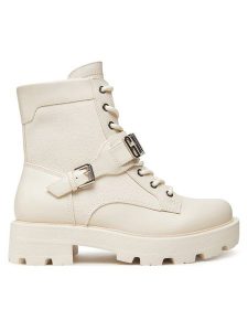 Guess Trzewiki FLTYZ2 FAP10 Écru. Botki Guess, z aplikacjami, ze skóry, bez obcasa, na płaskiej podeszwie, bez zapięcia. Za 535,50 zł.