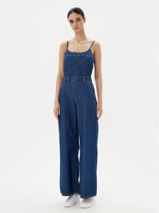 Levi's® Kombinezon Bustier 001WC-0003 Niebieski Slim Fit. Niebieskie kombinezony s, bez wzorów, z bawełny, bez kołnierzyka, bez ramiączek. Za 379,99 zł.