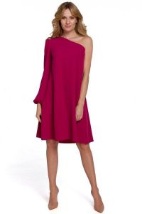 Asymetryczna sukienka na jedno ramię trapezowa fioletowa. Fioletowe sukienki Sukienki.shop, na imprezę, l, bez wzorów, wizytowe, z asymetrycznym kołnierzem, bez ramiączek, asymetryczne. W wyprzedaży za 202,00 zł.