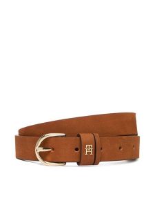Tommy Hilfiger Pasek Damski Essential Effortless 2.5 Nubuck AW0AW17762 Brązowy. Brązowe paski TOMMY HILFIGER, bez wzorów, z nubiku. Za 209,99 zł.