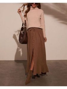 Milan Kiss Spódnica w kolorze jasnobrązowym rozmiar: M. Brązowe spódnice Milan Kiss, na co dzień, m, bez wzorów, maxi. Za 130,99 zł.