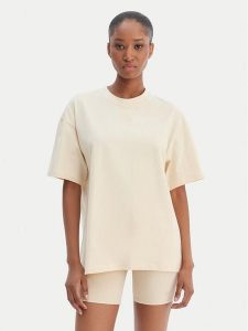 Reebok T-Shirt Reebok x Ewa Chodakowska Anka RK25611CCW Beżowy Relaxed Fit. Brązowe t-shirty Reebok, xl, bez wzorów, z bawełny, bez kołnierzyka, bez ramiączek. Za 89,99 zł.