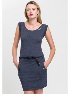 Ragwear Sukienka w kolorze granatowym rozmiar: XL. Niebieskie sukienki Ragwear, xl, bez wzorów, ze skóry, bez kołnierzyka, bez ramiączek, midi. Za 122,96 zł.