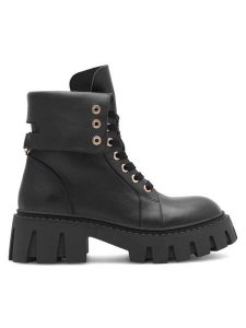 Eva Minge Botki TOLEDO-2603-02 Czarny. Czarne botki Eva Minge, bez wzorów, ze skóry, bez obcasa, na płaskiej podeszwie, bez zapięcia. Za 599,99 zł.