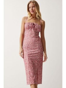 Happiness Istanbul Sukienka w kolorze jasnoróżowo-białym rozmiar: 40. Różowe sukienki Happiness Istanbul, bez wzorów, bez kołnierzyka, bez ramiączek, midi. Za 60,99 zł.