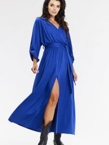 Sukienka Model A670 Blue - awama. Niebieskie sukienki Awama, do pracy, l, bez wzorów, z elastanu, biznesowe, bez kołnierzyka, plus size, bez ramiączek, maxi, dopasowane. Za 425,71 zł.