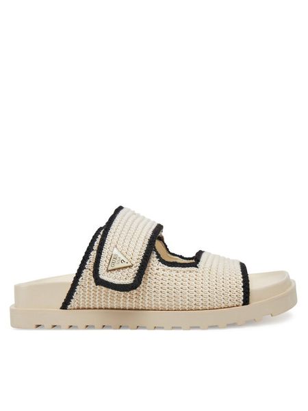 Guess Klapki FLJFDN FAB19 Beżowy. Brązowe klapki Guess, z aplikacjami, ze skóry, bez obcasa. Za 329,99 zł.