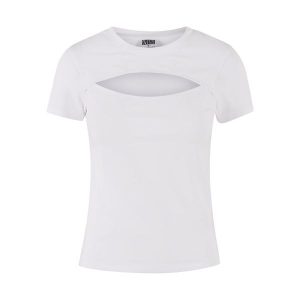 Damska krótka koszulka Urban Classics Cut Out. Białe koszulki sportowe Urban Classics, bez wzorów, bez ramiączek. Za 142,00 zł.