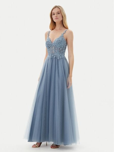 Hey Kyla Sukienka wieczorowa 5AJ004HK Niebieski Regular Fit. Niebieskie sukienki Hey Kyla, bez wzorów, z syntetyku, wizytowe, bez kołnierzyka, bez ramiączek. Za 599,99 zł.