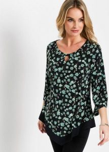 Tunika koszulowa. Zielone tuniki bonprix, bez wzorów, klasyczne, bez kołnierzyka, bez ramiączek. Za 109,99 zł.