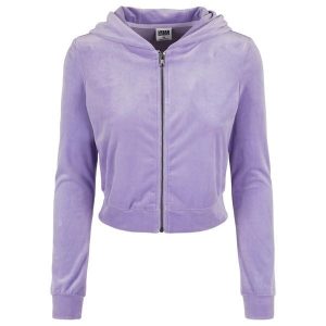 Bluza damska z kapturem Urban Classics aksamitna zip. Niebieskie bluzy Urban Classics, bez wzorów, z kapturem. Za 239,00 zł.