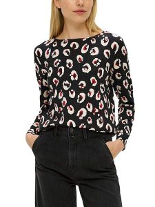 S.Oliver Koszulka w kolorze czarno-czerwono-kremowym rozmiar: 34. Brązowe bluzki s.Oliver, s, bez wzorów, bez kołnierzyka, bez ramiączek. Za 61,02 zł.