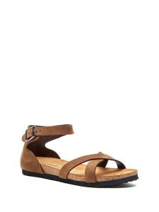 Comfortfusse Skórzane sandały w kolorze jasnobrązowym rozmiar: 41. Brązowe sandały Comfortfüße, bez wzorów, z otwartym noskiem, bez obcasa, bez zapięcia. Za 217,99 zł.