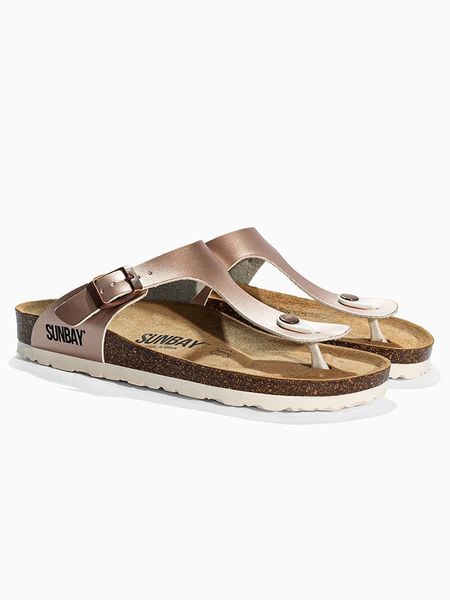 Sunbay Japonki "Camelia" w kolorze różowozłotym rozmiar: 41. Różowe klapki Sunbay, bez wzorów, z otwartym noskiem, bez obcasa. Za 126,45 zł.