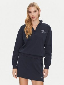 Guess Bluza V5GQ06 KCS01 Granatowy Regular Fit. Niebieskie bluzy Guess, xs, z aplikacjami, z bawełny, bez kaptura. Za 199,99 zł.