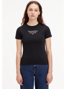 TOMMY JEANS Koszulka w kolorze czarnym rozmiar: L. Czarne bluzki Tommy Jeans, l, bez wzorów, z jeansu, bez kołnierzyka, bez ramiączek. Za 74,63 zł.