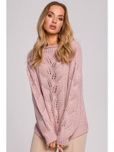 Made of emotion Sweter w kolorze jasnoróżowym rozmiar: S/M. Różowe swetry oversize Made Of Emotion, m, bez wzorów, ze splotem, bez ramiączek. Za 158,10 zł.