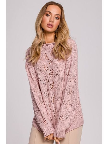 Made of emotion Sweter w kolorze jasnoróżowym rozmiar: S/M. Różowe swetry oversize Made Of Emotion, m, bez wzorów, ze splotem, bez ramiączek. Za 196,24 zł.