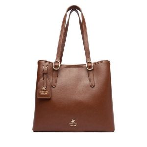 Torebka Beverly Hills Polo Club. Brązowe shopper bag Beverly Hills Polo Club, bez wzorów, bez dodatków. Za 299,99 zł.