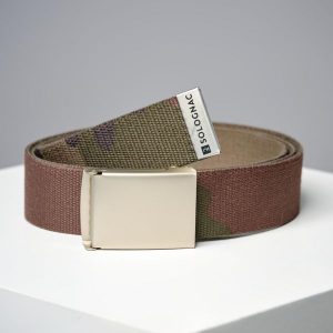 Pasek outdoor SOLOGNAC 100 camo. Brązowe paski SOLOGNAC, bez wzorów, z poliesteru, sportowe. Za 39,99 zł.