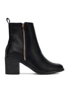 DeeZee Botki 60162-3 Czarny. Czarne botki DeeZee, bez wzorów, z materiału, bez obcasa, na słupku, bez zapięcia. Za 199,99 zł.