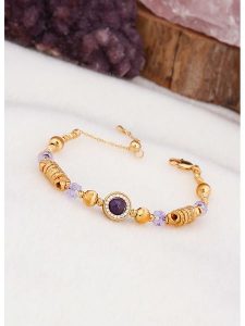 L'Atelier de Gaia Pozłacana bransoletka z cyrkoniami rozmiar: onesize. Różowe bransoletki L'Atelier de Gaia, z cyrkonią, pozłacane. Za 43,99 zł.