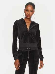 Juicy Couture Bluza Robyn JCSEBJ007 Czarny Slim Fit. Czarne bluzy Juicy Couture, s, bez wzorów, z syntetyku, bez kaptura. Za 359,99 zł.