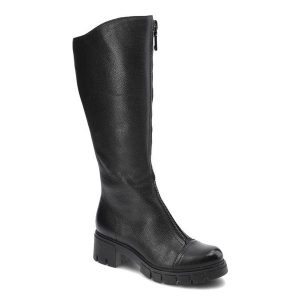 Czarne Kozaki Simen Damskie Eleganckie Buty Zimowe. Czarne kozaki Simen, na zimę, bez wzorów, ze skóry, bez obcasa, bez zapięcia. Za 529,00 zł.