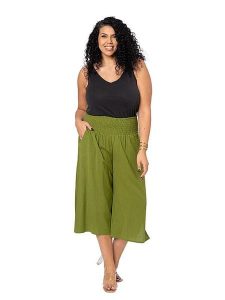 Aller Simplement Kuloty w kolorze zielonym rozmiar: 50-58. Zielone spodnie z wysokim stanem Aller Simplement, bez wzorów, z podwyższonym stanem. Za 78,99 zł.