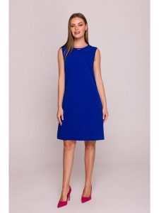 Stylove Sukienka w kolorze niebieskim rozmiar: L. Niebieskie sukienki Stylove, na co dzień, l, bez wzorów, bez kołnierzyka, bez ramiączek, mini, proste. Za 243,84 zł.