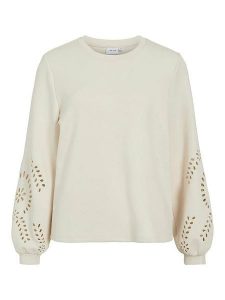 Vila Bluza "Visandy" w kolorze kremowym rozmiar: XL. Brązowe bluzy Vila, s, bez wzorów, z materiału, bez kaptura. Za 109,95 zł.