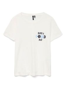 Vero Moda Koszulka w kolorze białym rozmiar: XL. Białe bluzki Vero Moda, xl, bez wzorów, z bawełny, bez kołnierzyka, bez ramiączek. Za 74,63 zł.
