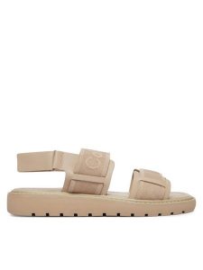 Calvin Klein Sandały Sq Molded Sandal Webb HW0HW02872 Beżowy. Brązowe sandały Calvin Klein, bez wzorów, z materiału, bez obcasa, na płaskiej podeszwie, bez zapięcia. Za 409,99 zł.