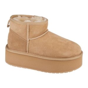 Buty Emu Australia Stinger Micro Flatform W13082-SAND beżowy. Brązowe buty zimowe z gumy, bez obcasa, bez zapięcia. Za 826,66 zł.