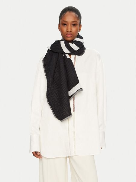 Calvin Klein Szal K60K612879 Czarny. Czarne rękawiczki Calvin Klein, bez wzorów, z bawełny. Za 169,99 zł.