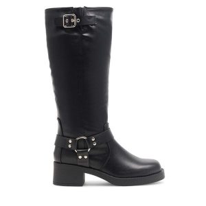 Kozaki Jenny Fairy. Czarne kozaki Jenny Fairy, bez wzorów, bez obcasa, na płaskiej podeszwie, bez zapięcia. Za 137,99 zł.