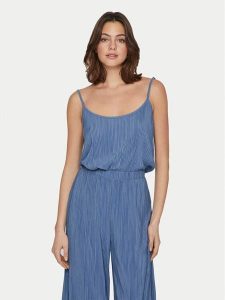 Vila Top Plisa 14096337 Niebieski Relaxed Fit. Niebieskie topy Vila, xxl, bez wzorów, z syntetyku, bez kołnierzyka, bez ramiączek. Za 49,99 zł.