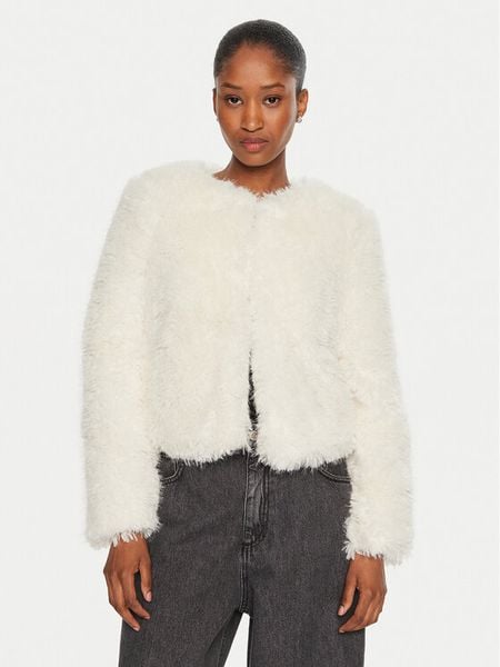 Rinascimento Futro CFC0120143003 Biały Regular Fit. Białe płaszcze Rinascimento, l, bez wzorów, z futra, bez kaptura. Za 839,99 zł.