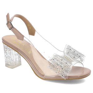 Różowe Sandały S.Barski Eleganckie Buty Na Słupku. Czerwone sandały S.BARSKI, z aplikacjami, bez obcasa, na obcasie, bez zapięcia. Za 139,00 zł.