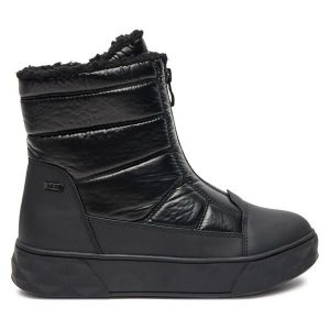 Botki Caprice. Czarne botki Caprice, bez wzorów, bez obcasa, na płaskiej podeszwie, bez zapięcia. Za 399,99 zł.