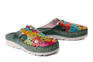 LAURA VITA 0007644 Dorry 22 kaki, klapki damskie. Zielone klapki LAURA VITA, bez wzorów, ze skóry, bez obcasa. Za 359,90 zł.