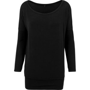 Damska Wiskozowa Bluza Z Długim Rękawem. Czarne bluzy BUILD YOUR BRAND, s, bez wzorów, z wiskozy, bez kaptura. Za 89,99 zł.