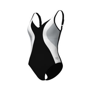 Strój kąpielowy damski treningowy basenowy modelujący plażowy Arena Roberta. Czarne stroje jednoczęściowe Arena, bez wzorów. Za 279,99 zł.
