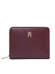Tommy Hilfiger Portfel Th Icon Med Za Flap AW0AW17742 Bordowy. Czerwone portfele TOMMY HILFIGER, bez wzorów, ze skóry. Za 249,99 zł.