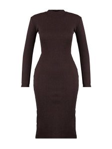 Trendyol Sukienka w kolorze brązowym rozmiar: M. Brązowe sukienki Trendyol, m, bez wzorów, bez kołnierzyka, bez ramiączek, midi. Za 54,95 zł.