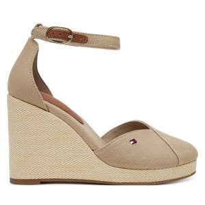 Półbuty Tommy Hilfiger. Brązowe czółenka TOMMY HILFIGER, bez wzorów, bez obcasa, na koturnie, bez zapięcia. Za 249,99 zł.