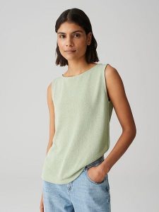 OPUS Top "Ilonki" w kolorze jasnozielonym rozmiar: 36. Zielone topy Opus, bez wzorów, bez kołnierzyka, bez ramiączek. Za 114,95 zł.